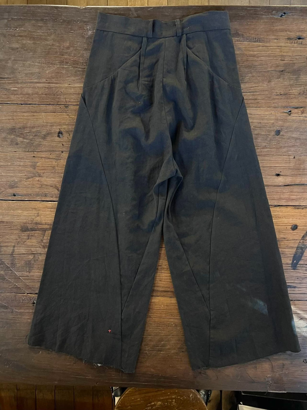 M.A+ SS16 Black Pleated Cotton Linen Trousers