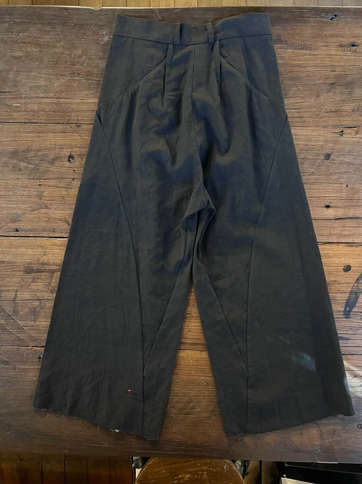 M.A+ SS16 Black Pleated Cotton Linen Trousers