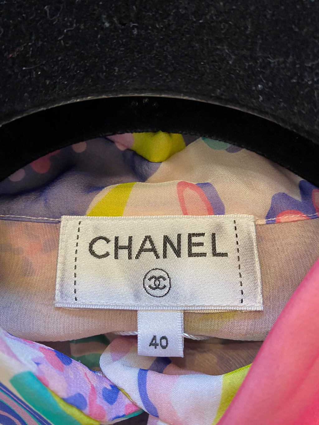 Chanel Multicolor Print Silk Shirt