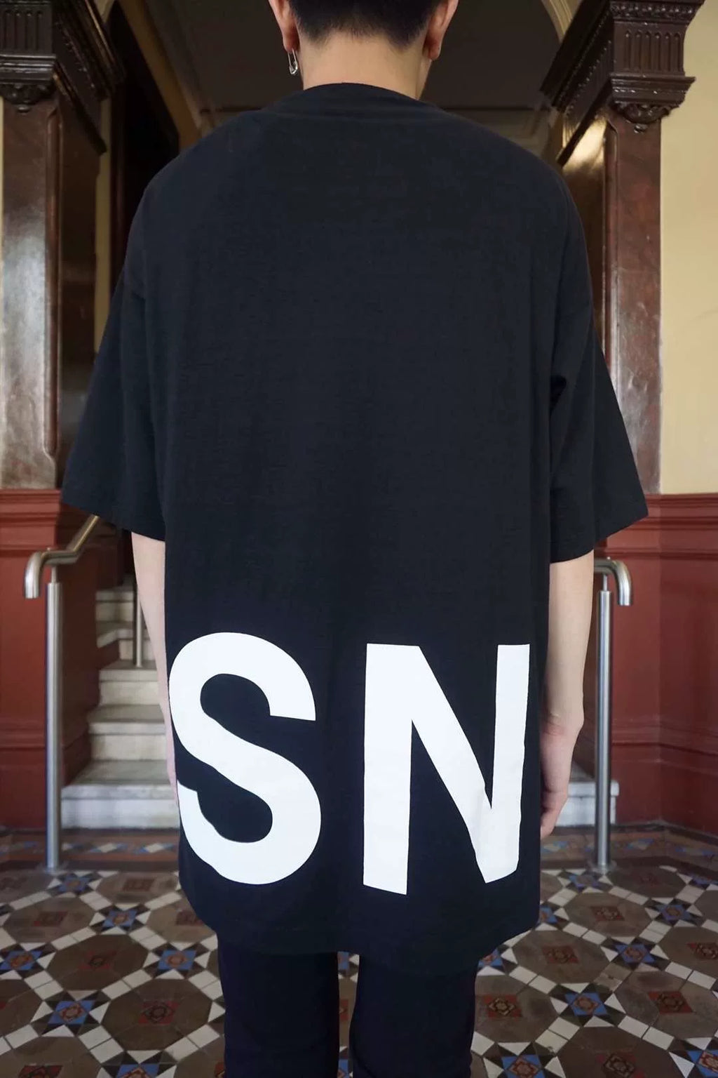 Undercover SS18 Black Eyes SN Spiritual Noise Print Oversized Cotton T-Shirt