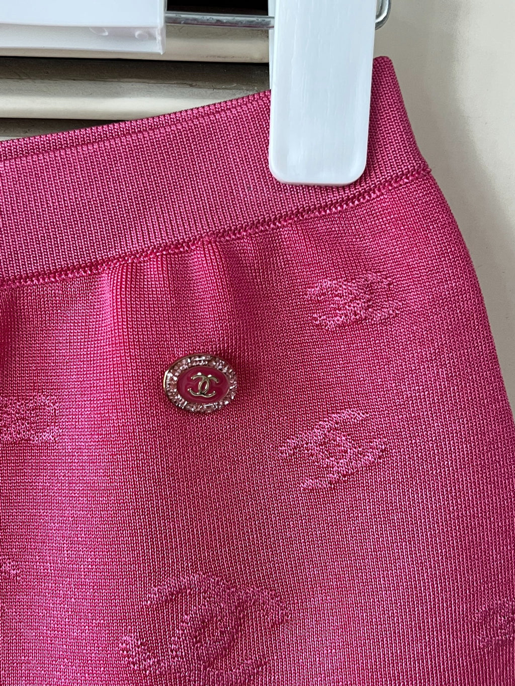 Chanel embossed logo knit shorts
