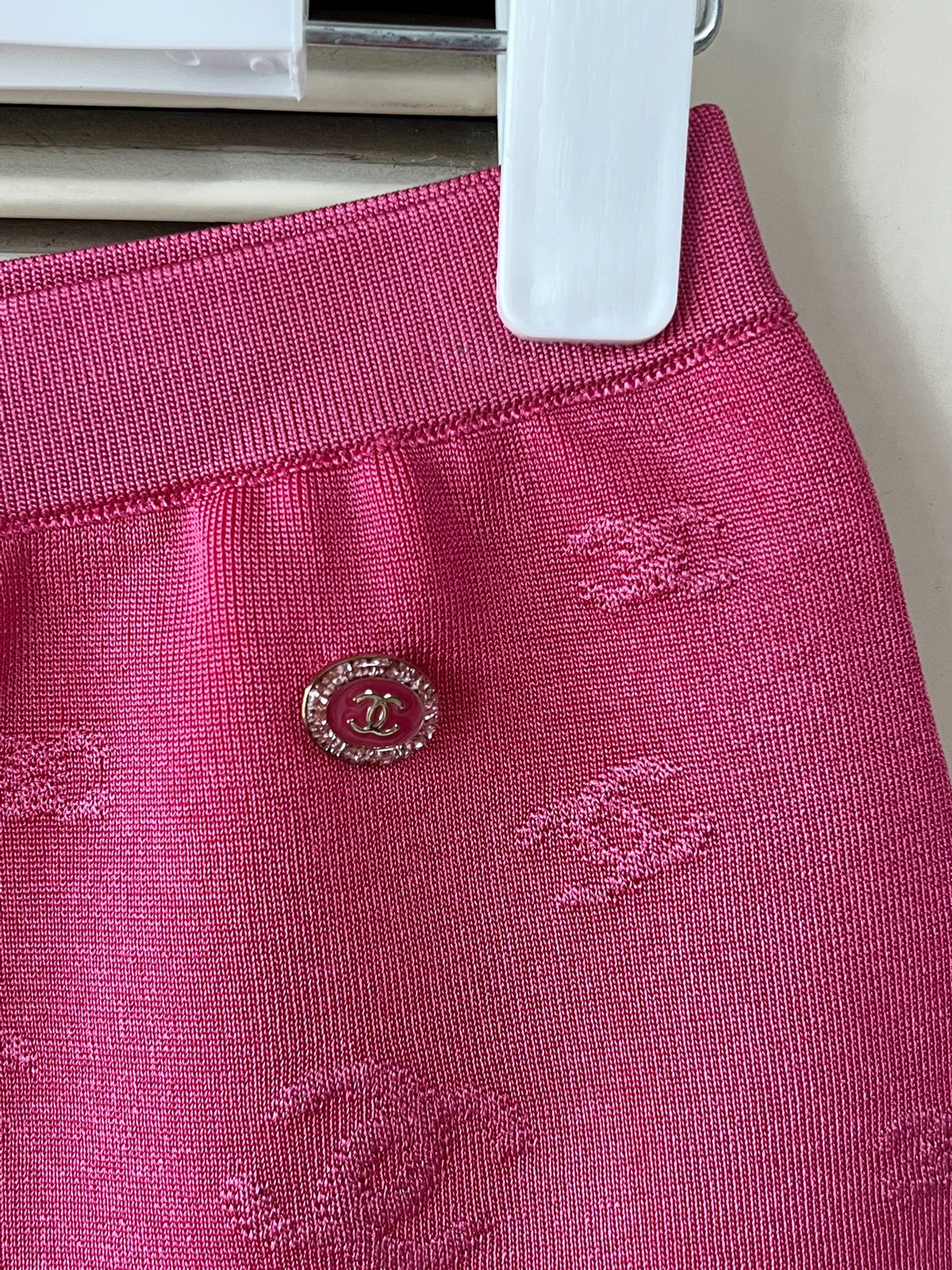 Chanel embossed logo knit shorts