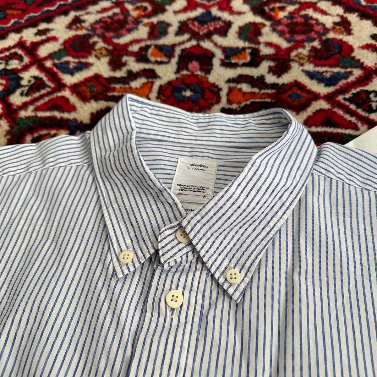 VISVIM 24SS B.D. SHIRT FR L/S Blue Striped Shirt