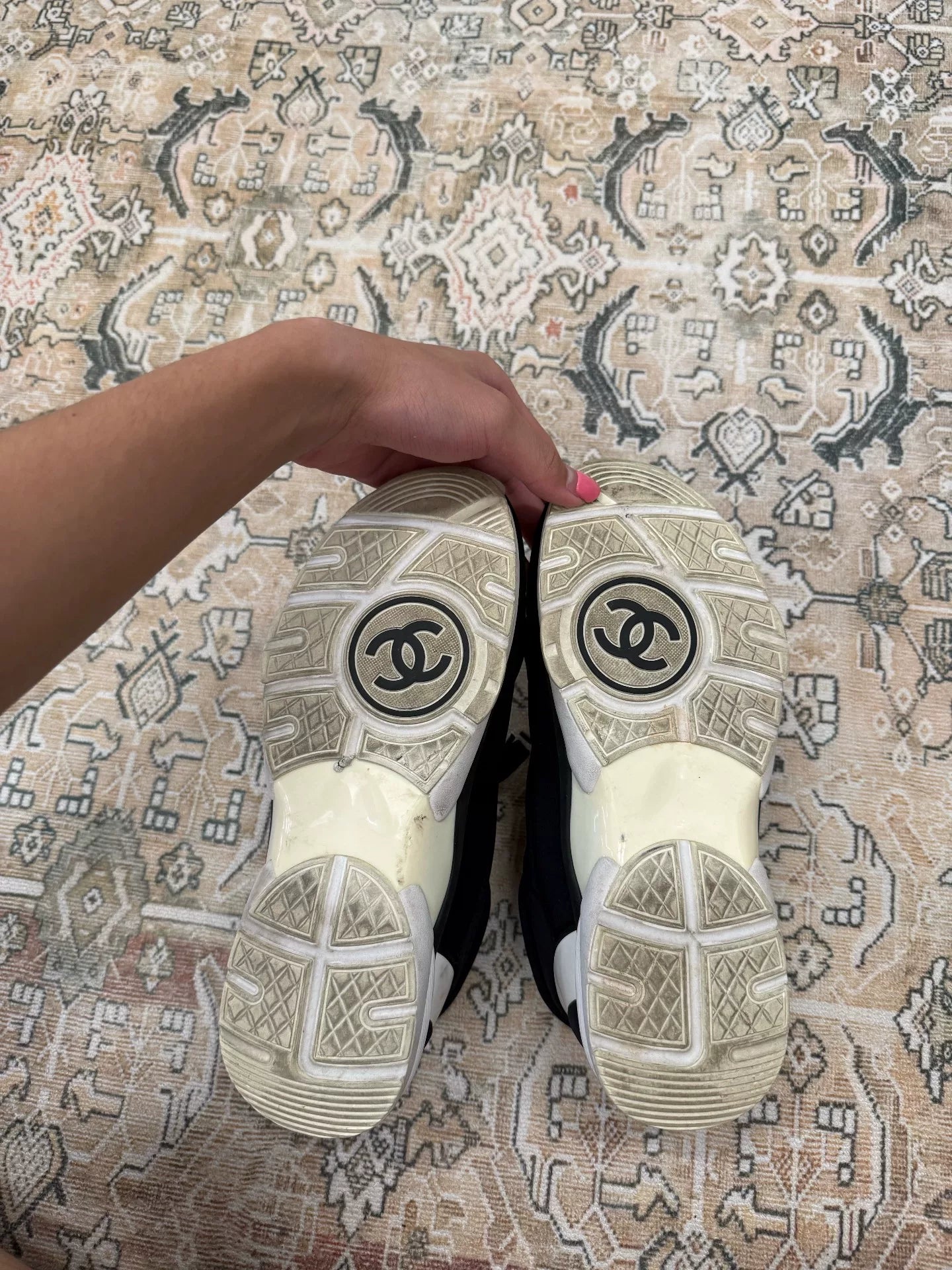 Chanel Ankle Strap Sneakers Black and Yellow Colorway