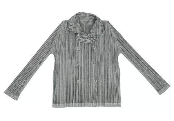 Issey Miyake Vintage Grey Double-Breasted Pleated Shirt