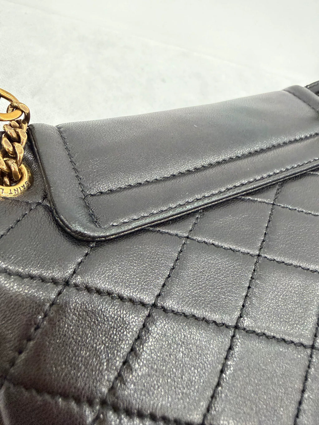Saint Laurent Black Gold Plaid Chain Nolita Jm156 Crossbody Bag