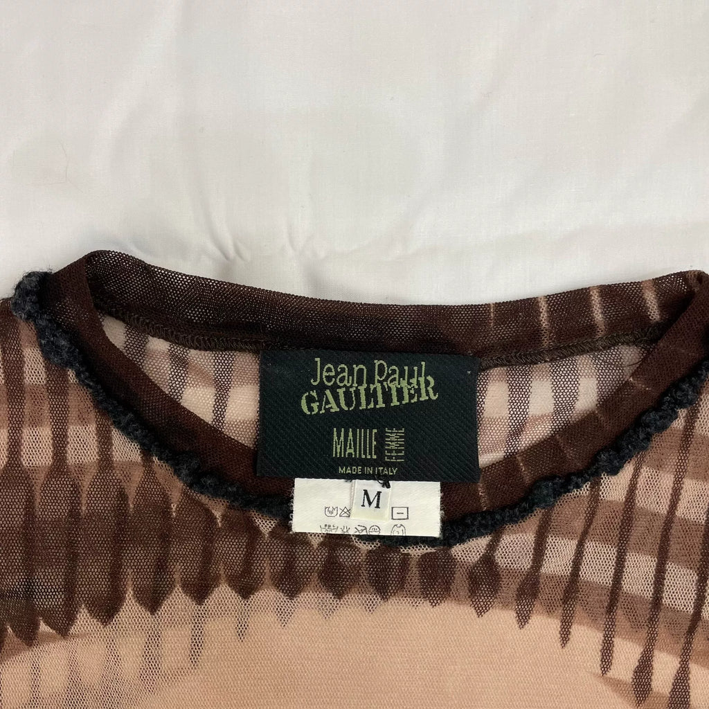 2001 Fall/Winter Jean Paul Gaultier Woman's Face Print Mesh T-Shirt
