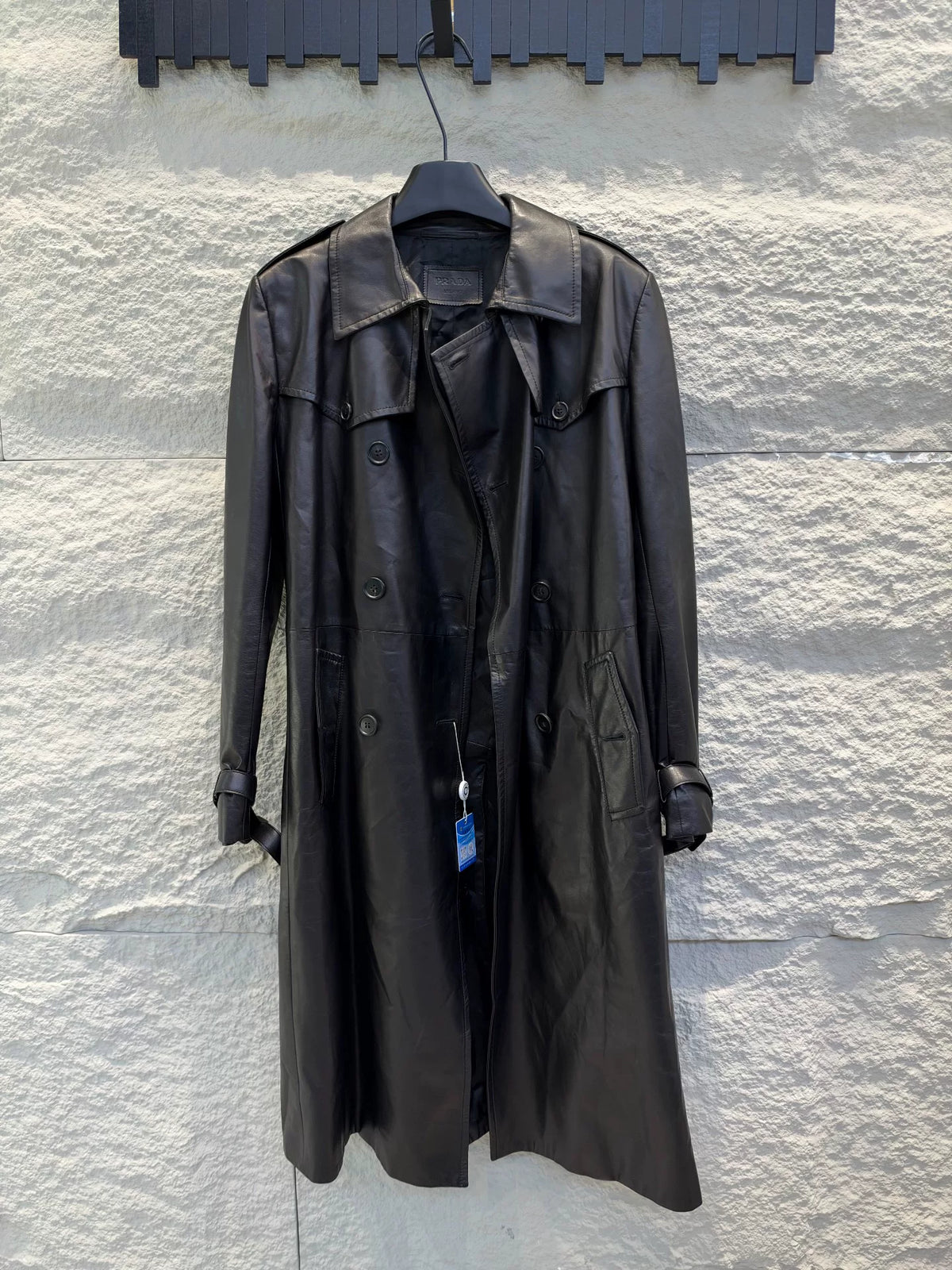 Prada Black Xiao Uang Pi W Lambskin Trench Coat