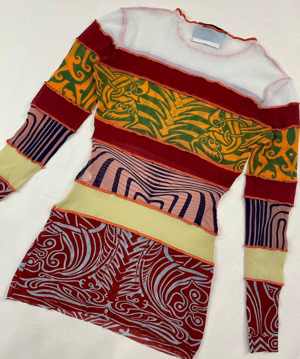 1996 Spring/Summer Jean Paul Gaultier Cyberbaba Cyber Hippie Tribal Tattoo Mesh Tattoo Top