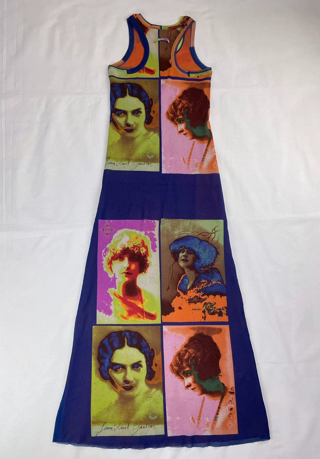 2002 Spring/Summer Jean Paul Gaultier Woman's Face Portrait Mesh Tank Maxi Dress
