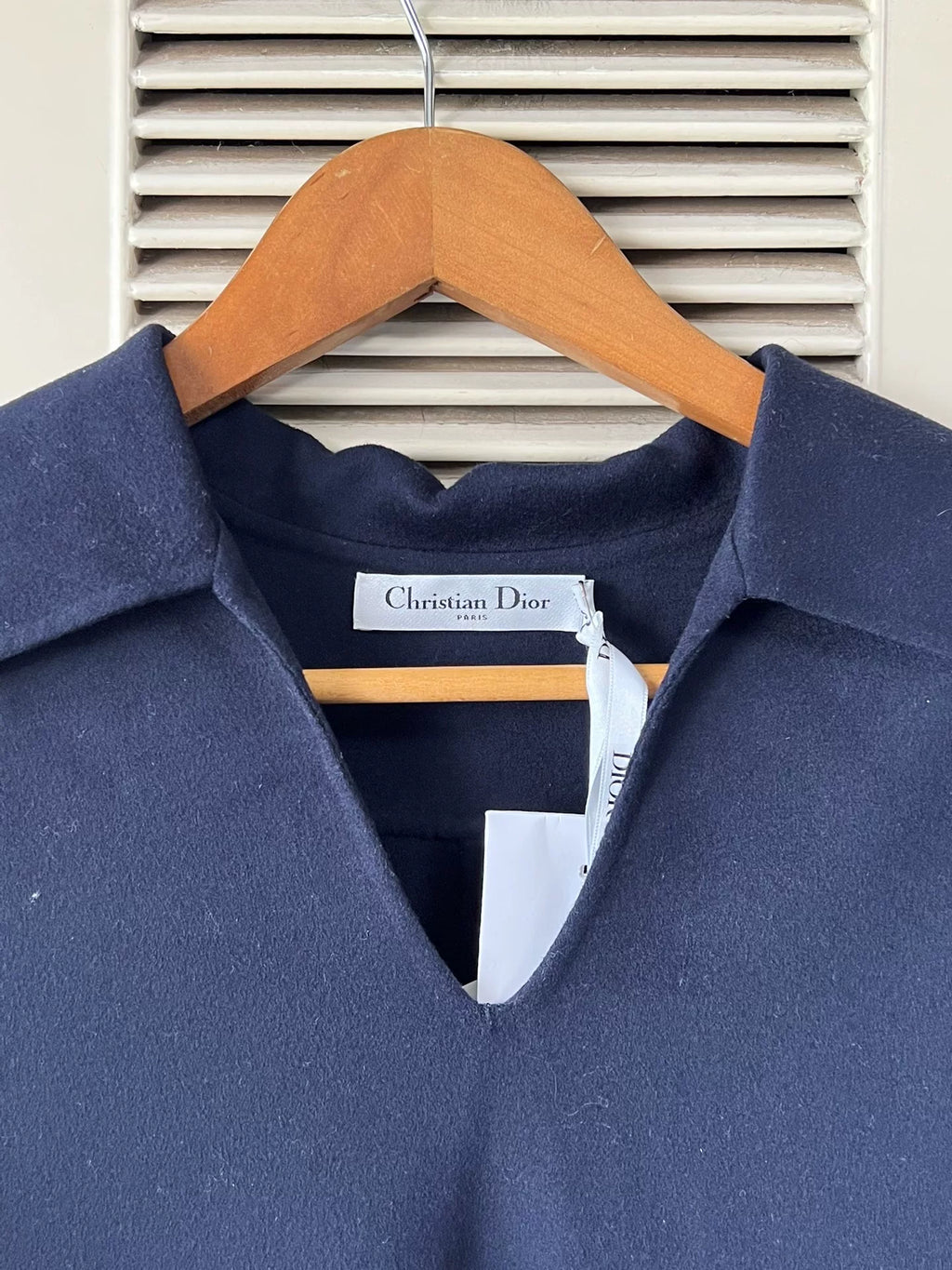 Dior Lapel Drawstring Navy Wool Top