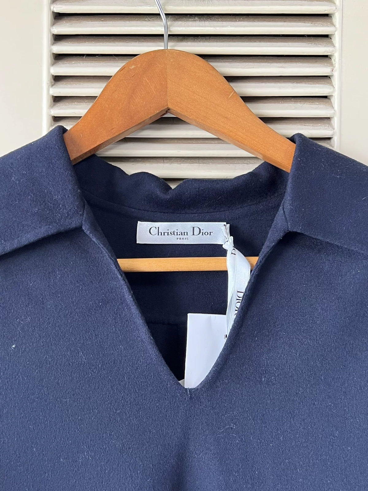 Dior Lapel Drawstring Navy Wool Top