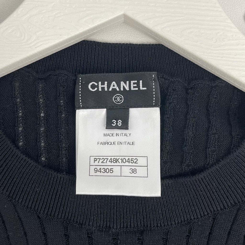 Chanel Short Sleeve Knit Logo Top