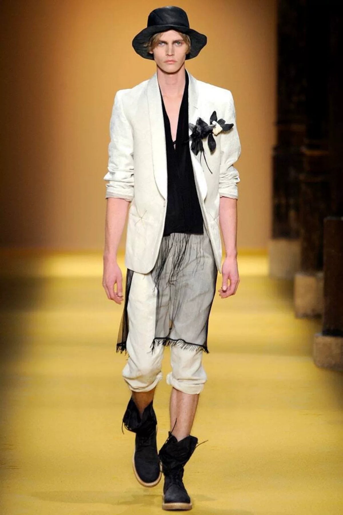 Ann Demeulemeester SS12 Jacquard Shawl-Collar Blazer