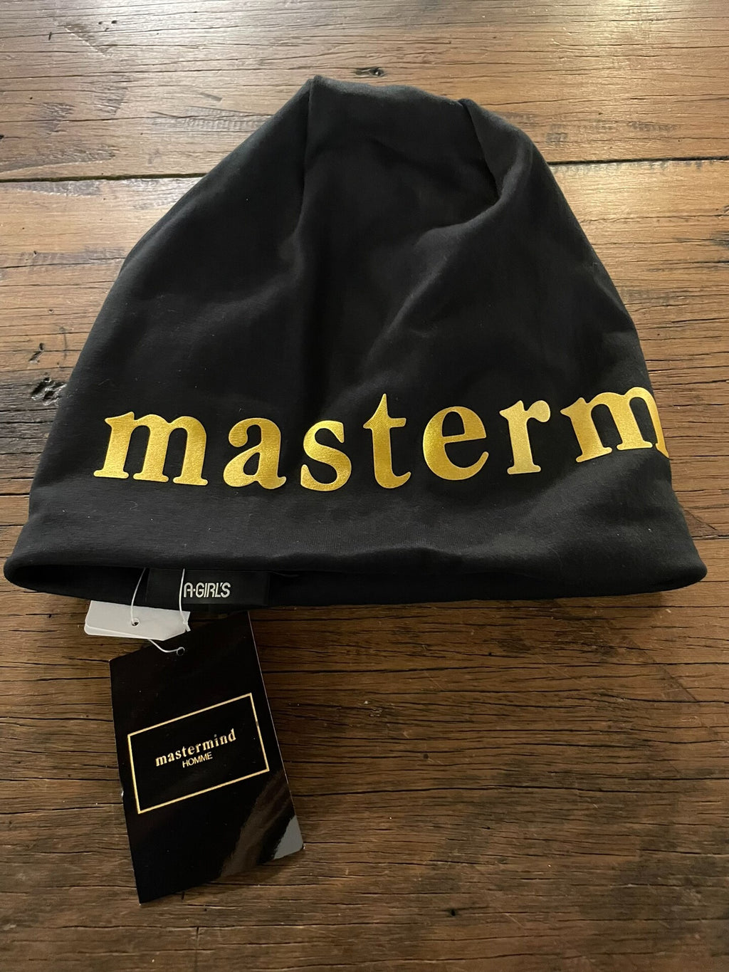 mastermind Japan FW15 Black Gold Logo A-GIRL'S Cotton Beanie