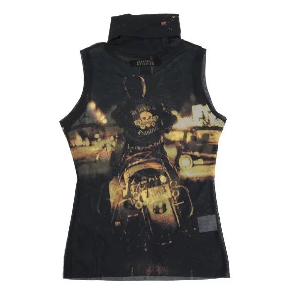 Jean Paul Gaultier Vintage Black Mesh Motorcycle Top