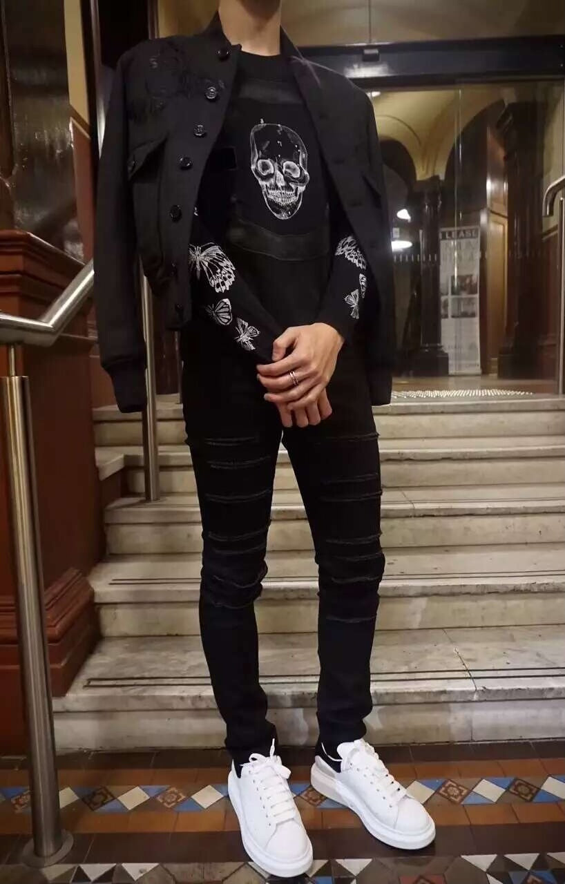 Alexander McQueen FW16 Black Butterfly Print Arm Skull Long Sleeve Cotton Shirt