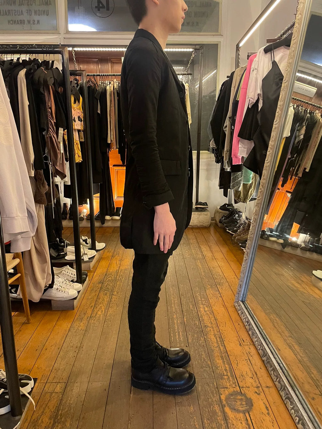 Layer-0 SS18 Black H-Shape Long Blazer Cotton Alessio