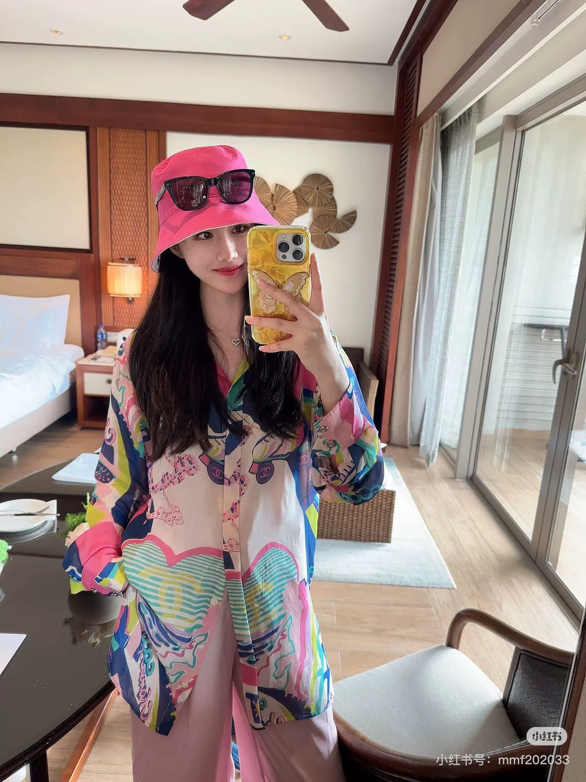 Chanel Multicolor Print Silk Shirt