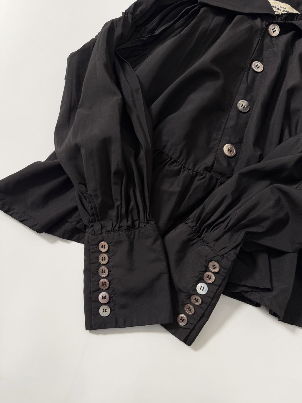 Comme Des Garcons Black Pleated Collar Lapel Shirt - Devines