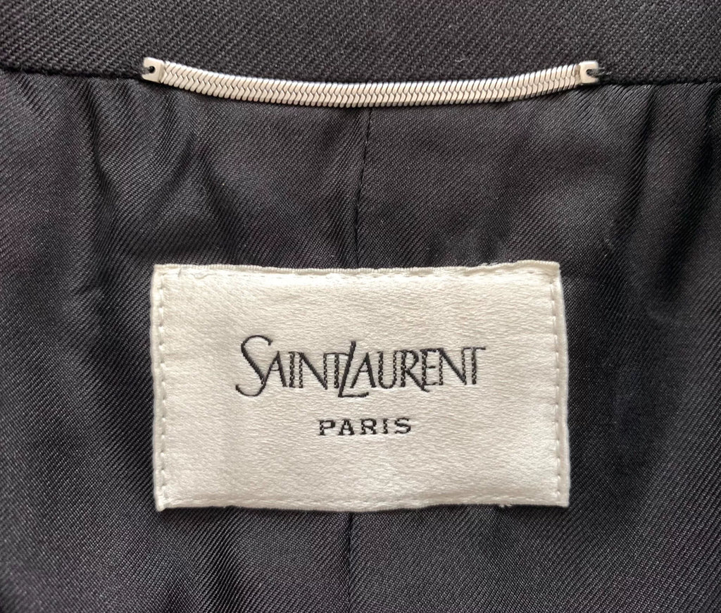 Saint Laurent SS25 Black Peak-Lapel Double-Breasted Wool Jacket