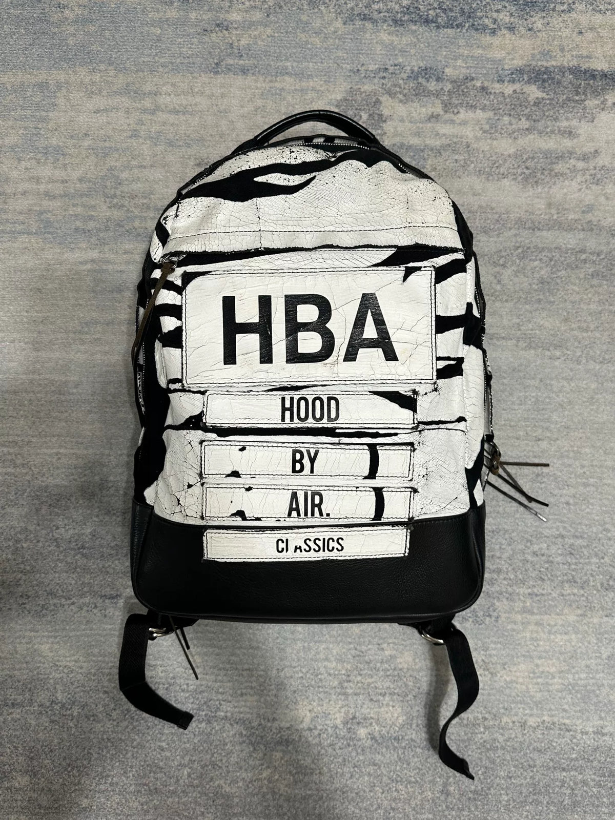 Hood By Air Print Leather Hba SS16 Runway Cracked Paint Backpack