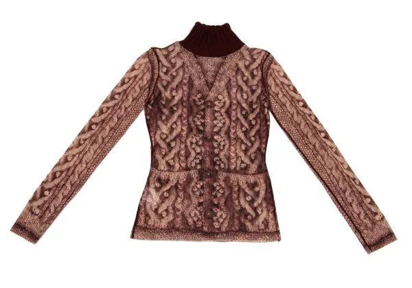 Jean Paul Gaultier Vintage Red Cable Knit Mesh Top