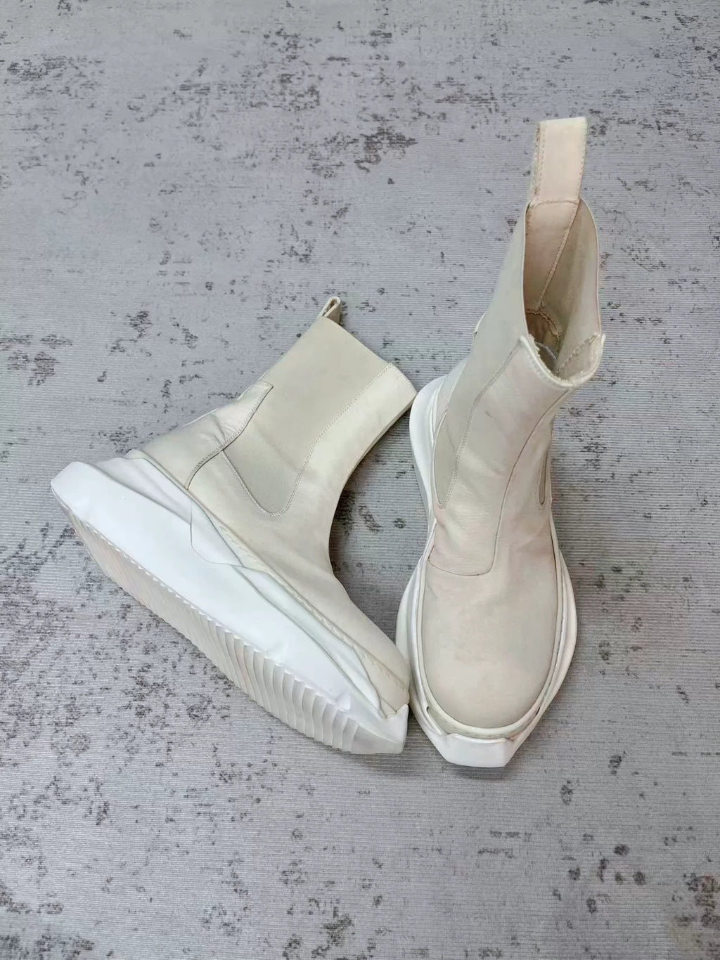 Rick Owens Off-White Platform Chelsea Boots