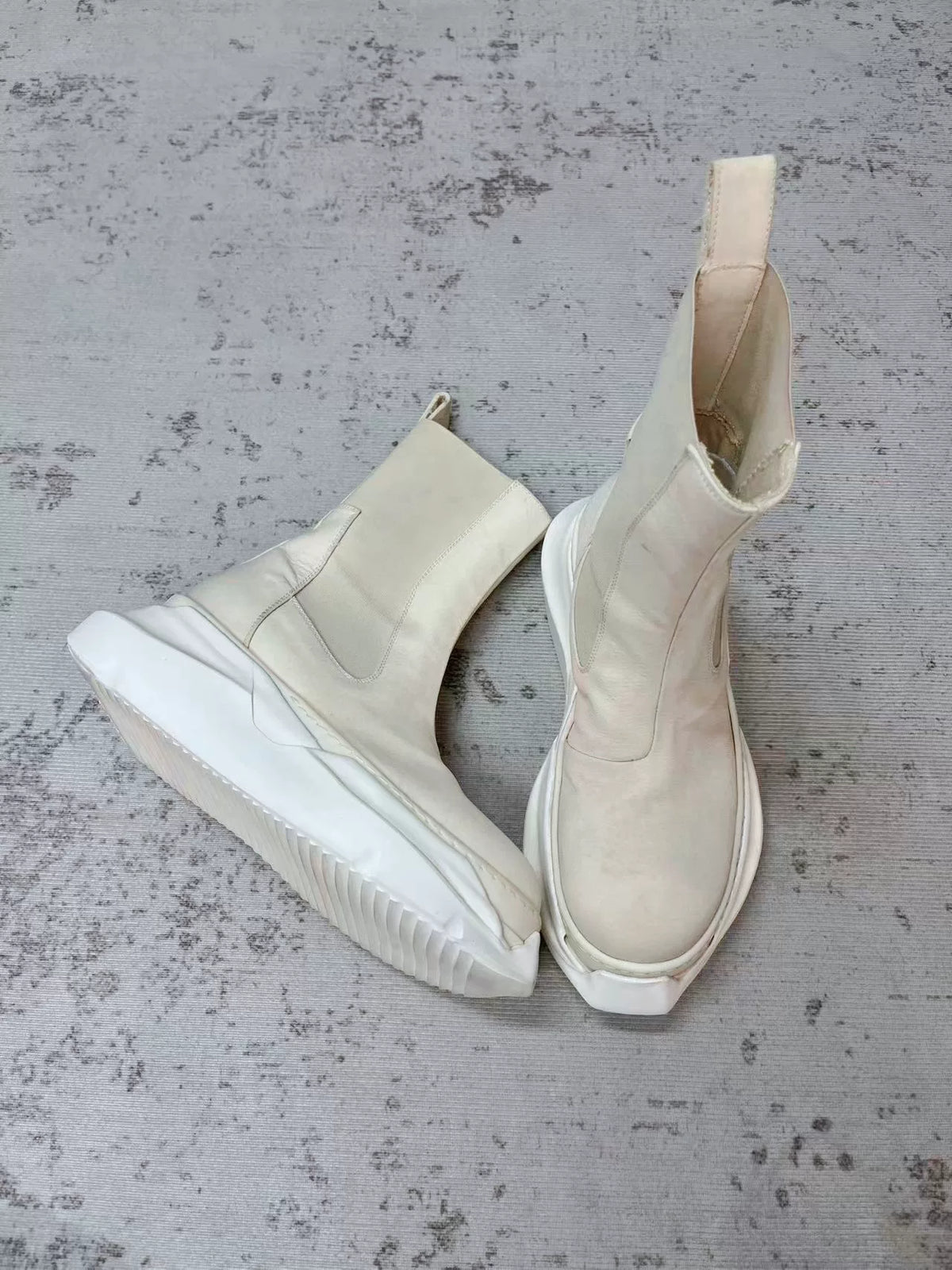 Rick Owens Off-White Platform Chelsea Boots