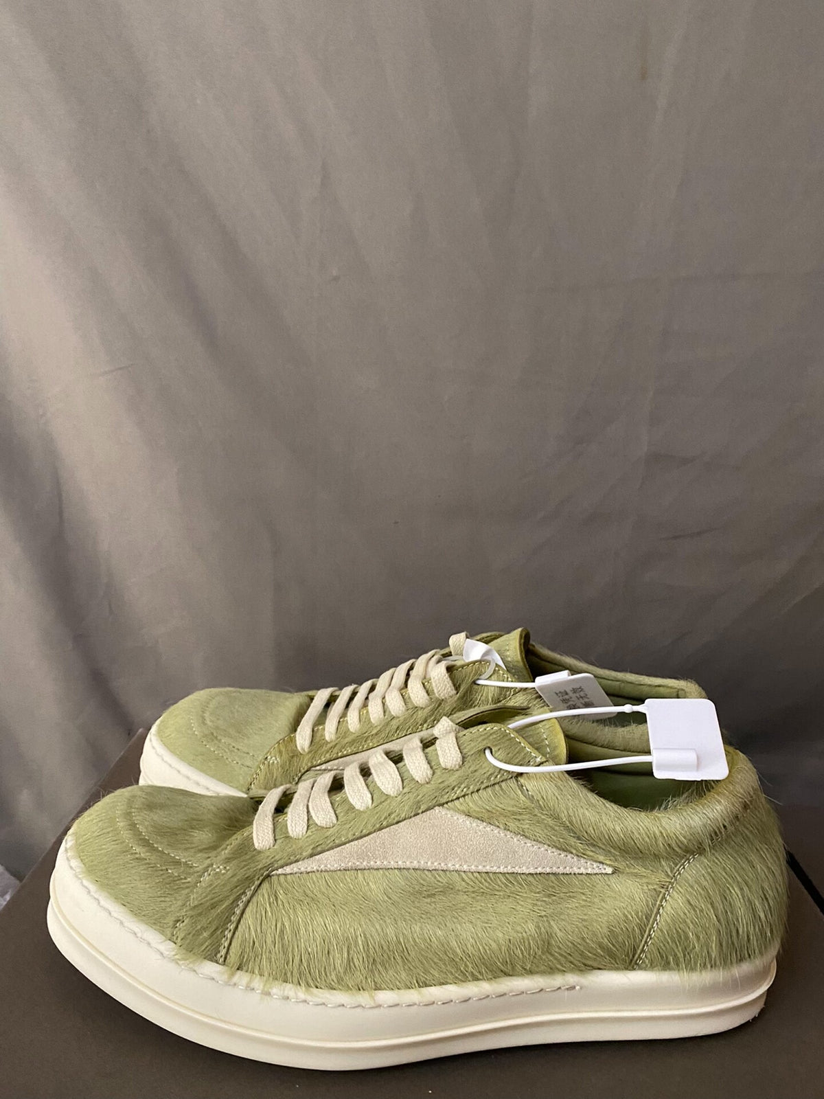 Rick Owens mainline green horsehair sneakers