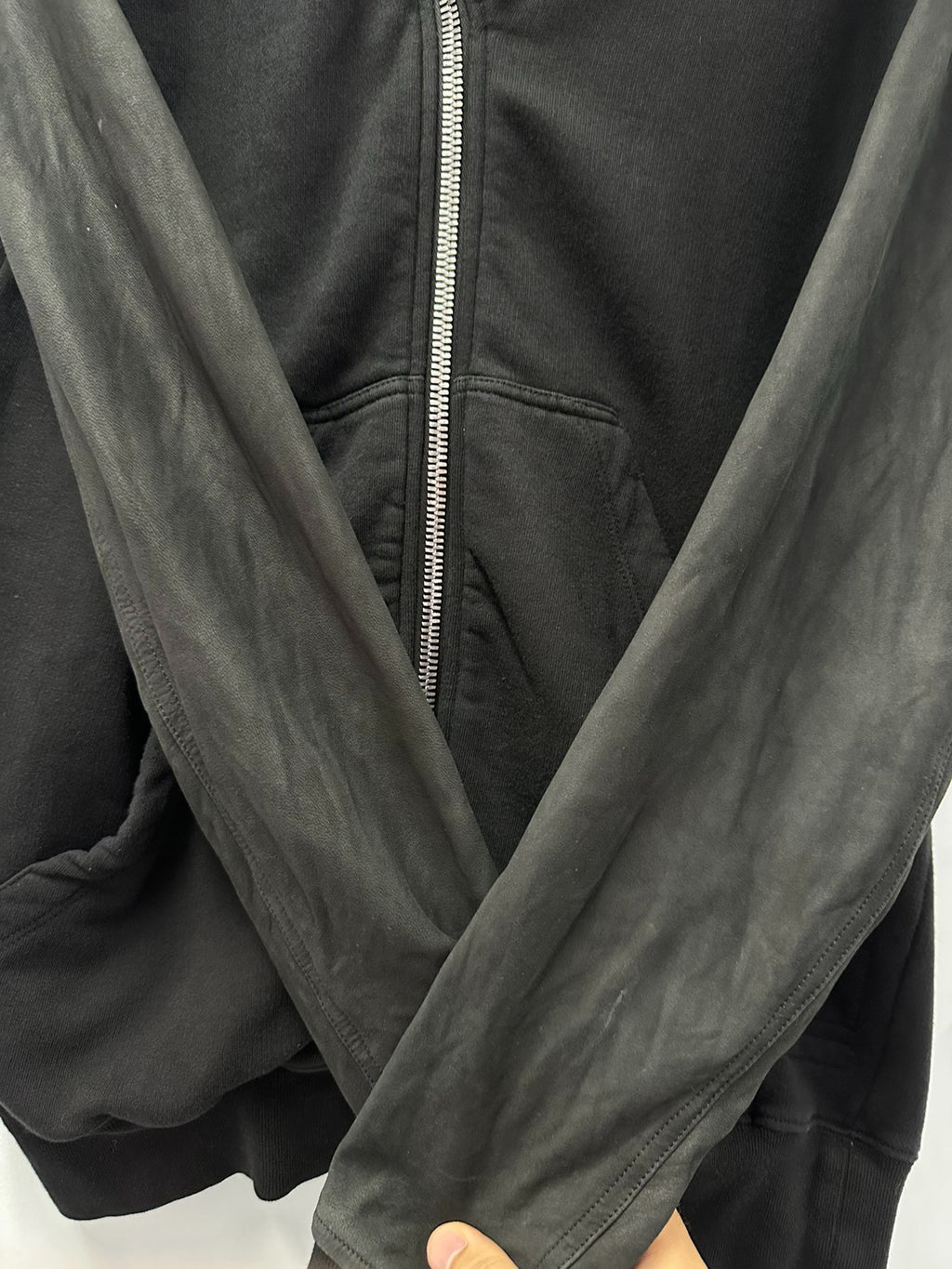 Rick Owens leather-sleeve wizard hat Zip Up Sweater