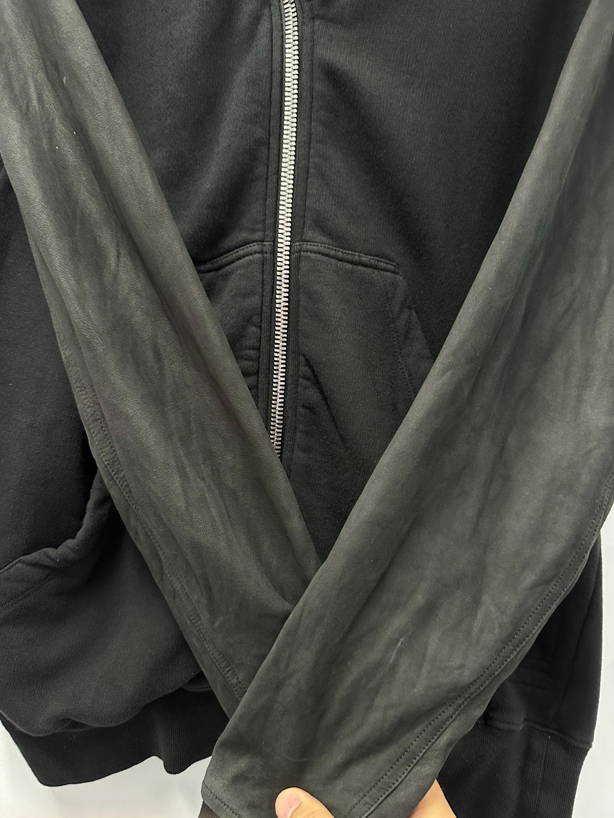 Rick Owens leather-sleeve wizard hat Zip Up Sweater
