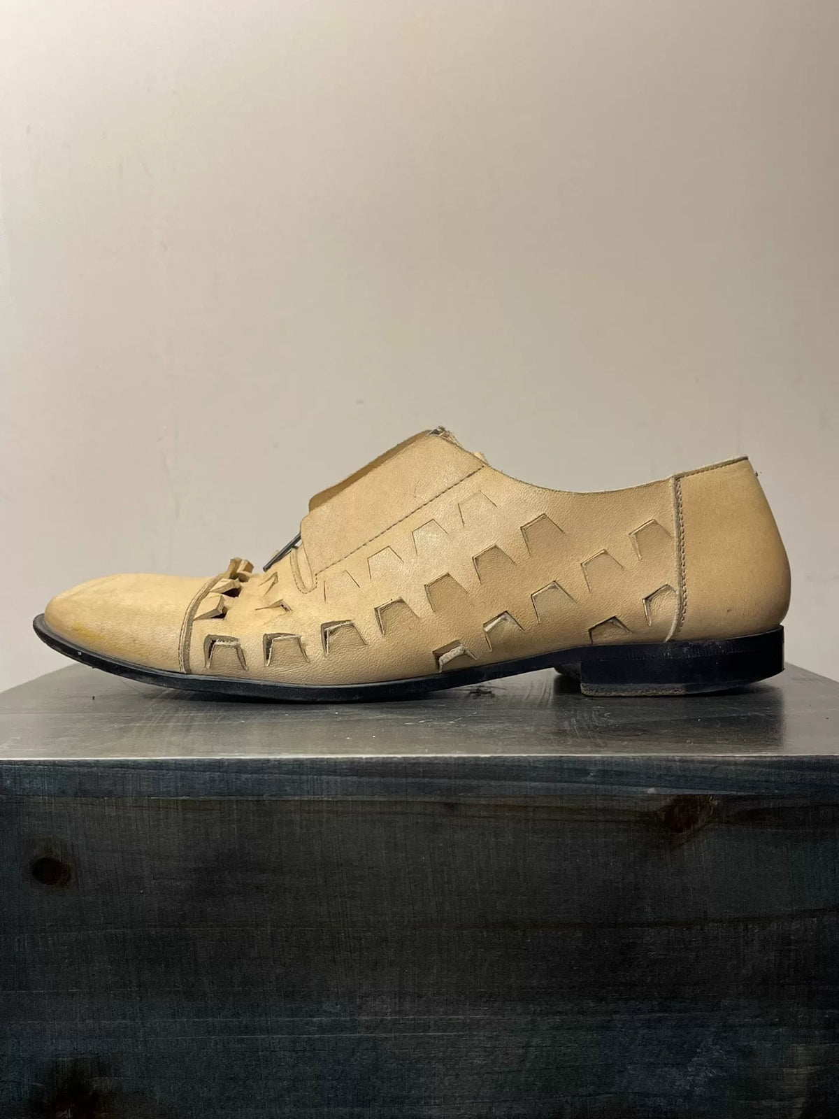 Maison Martin Margiela Cut‑out Hollow‑out Zipper Leather Shoes