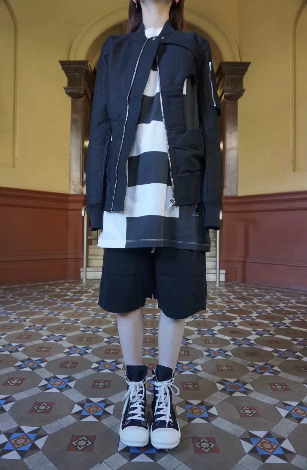 Rick Owens SS19 Black Shred Flight Bomber Cotton Jacket