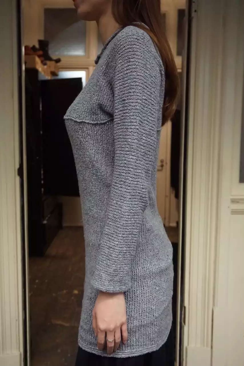 M.A+ SS16 Grey Cross Crew Neck Knit Sweater