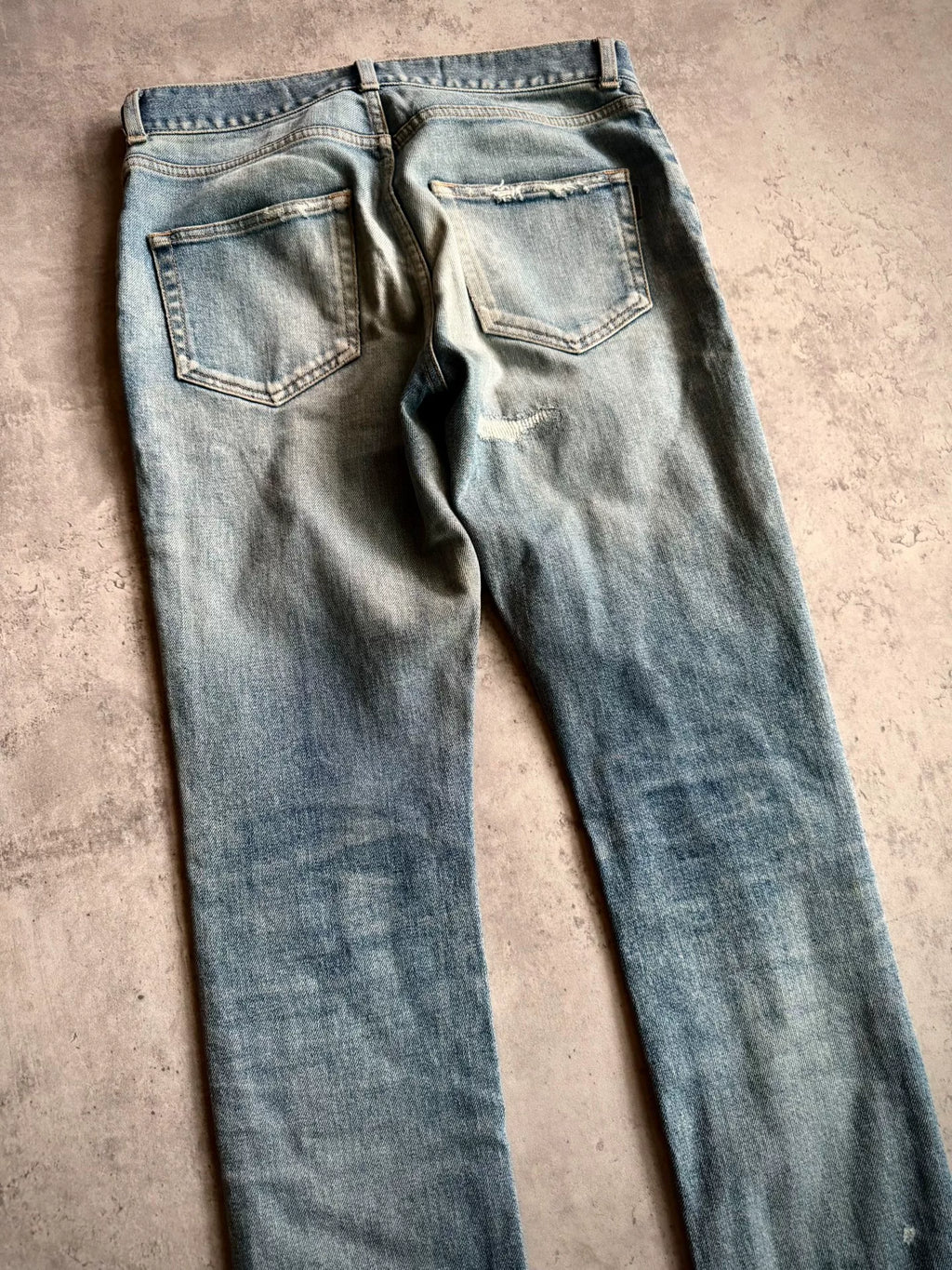 Saint Laurent 20SS D02 Blue Washed Distressed Jeans