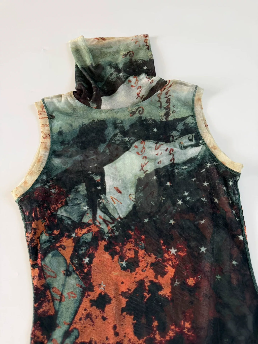 Jean Paul Gaultier Vintage Mesh Portrait Sleeveless Top
