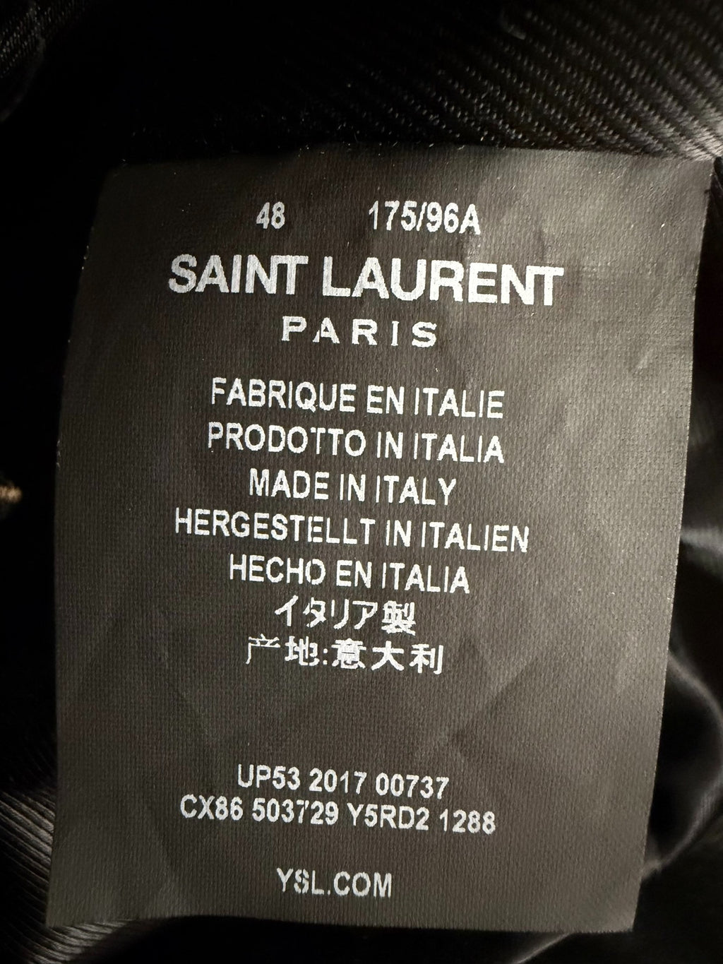 Saint Laurent Paris FW17 L01 Distressed Riveted Lambskin Motorcycle Jacket