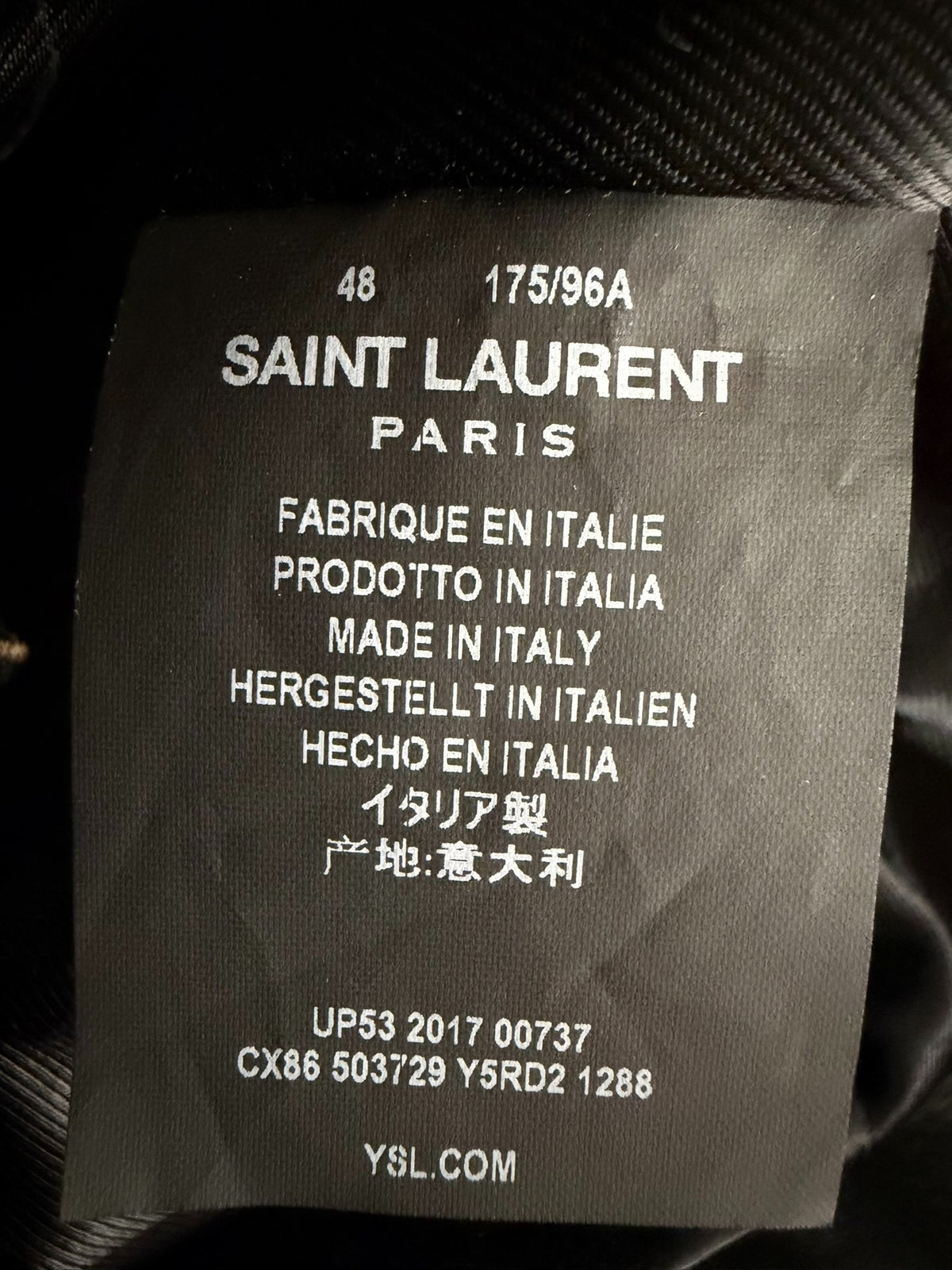 Saint Laurent Paris FW17 L01 Distressed Riveted Lambskin Motorcycle Jacket