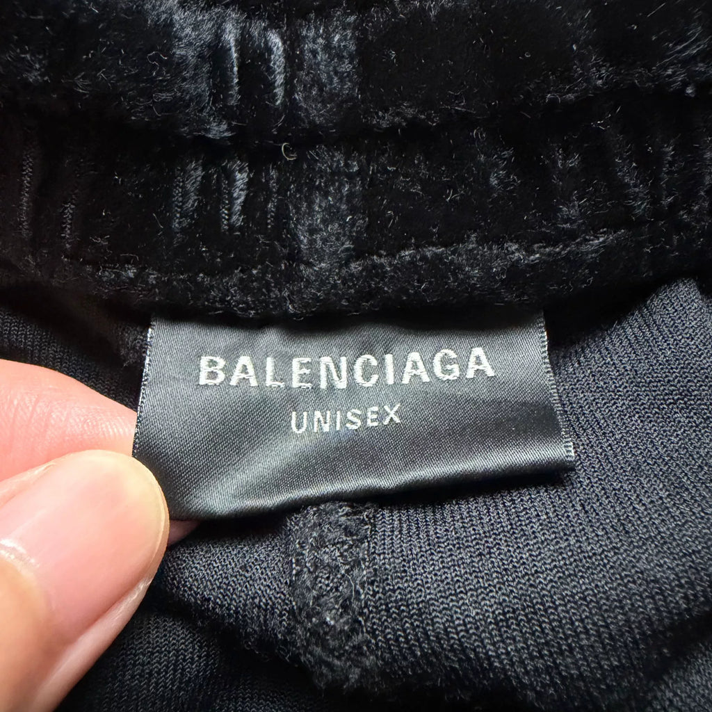 Balenciaga Black Velvet Drawstring Shorts