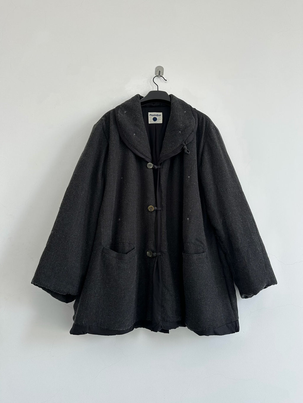 Issey Miyake 1995 Plantation line Dark gray wool frog-button jacket