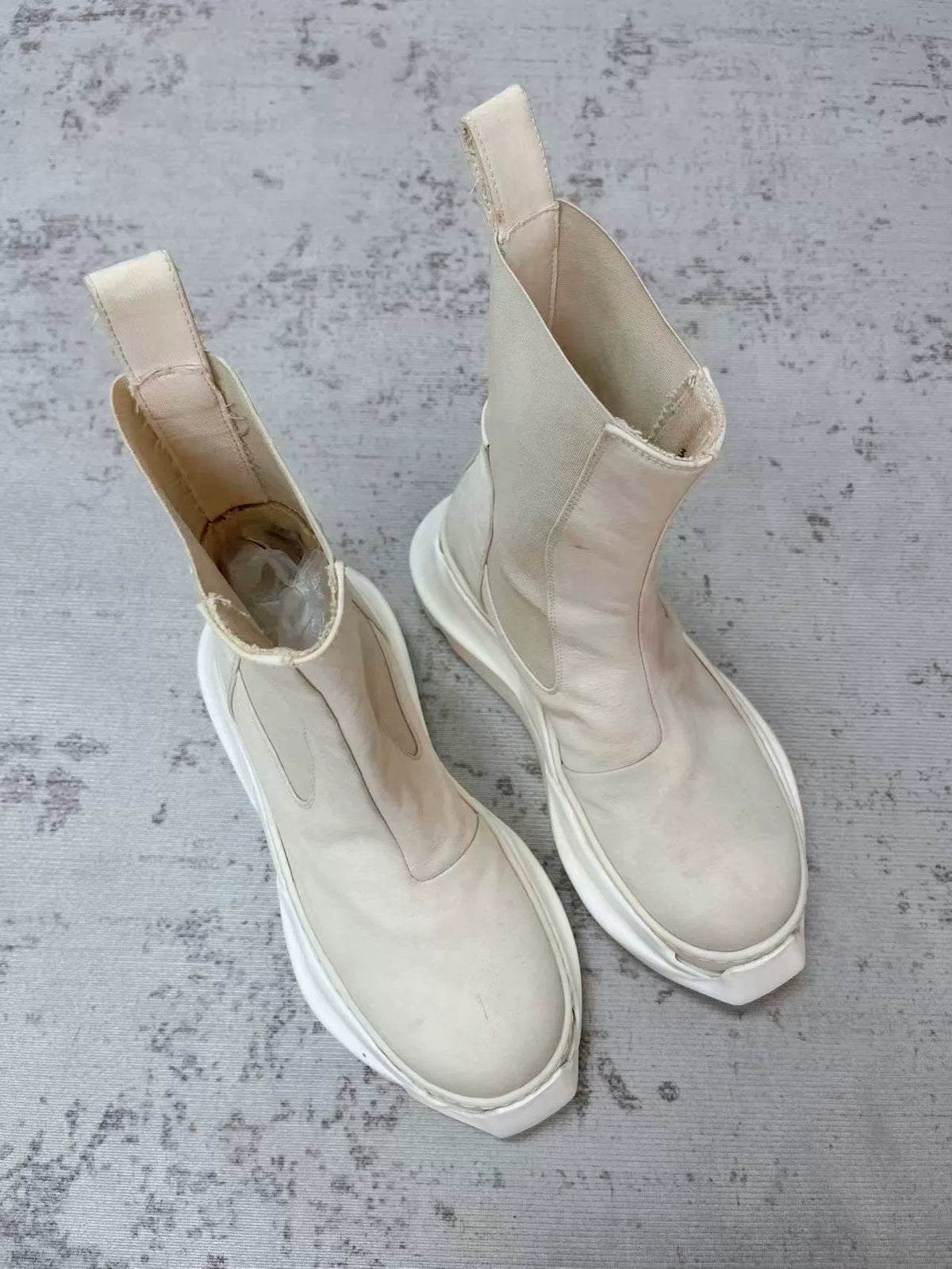 Rick Owens Off-White Platform Chelsea Boots