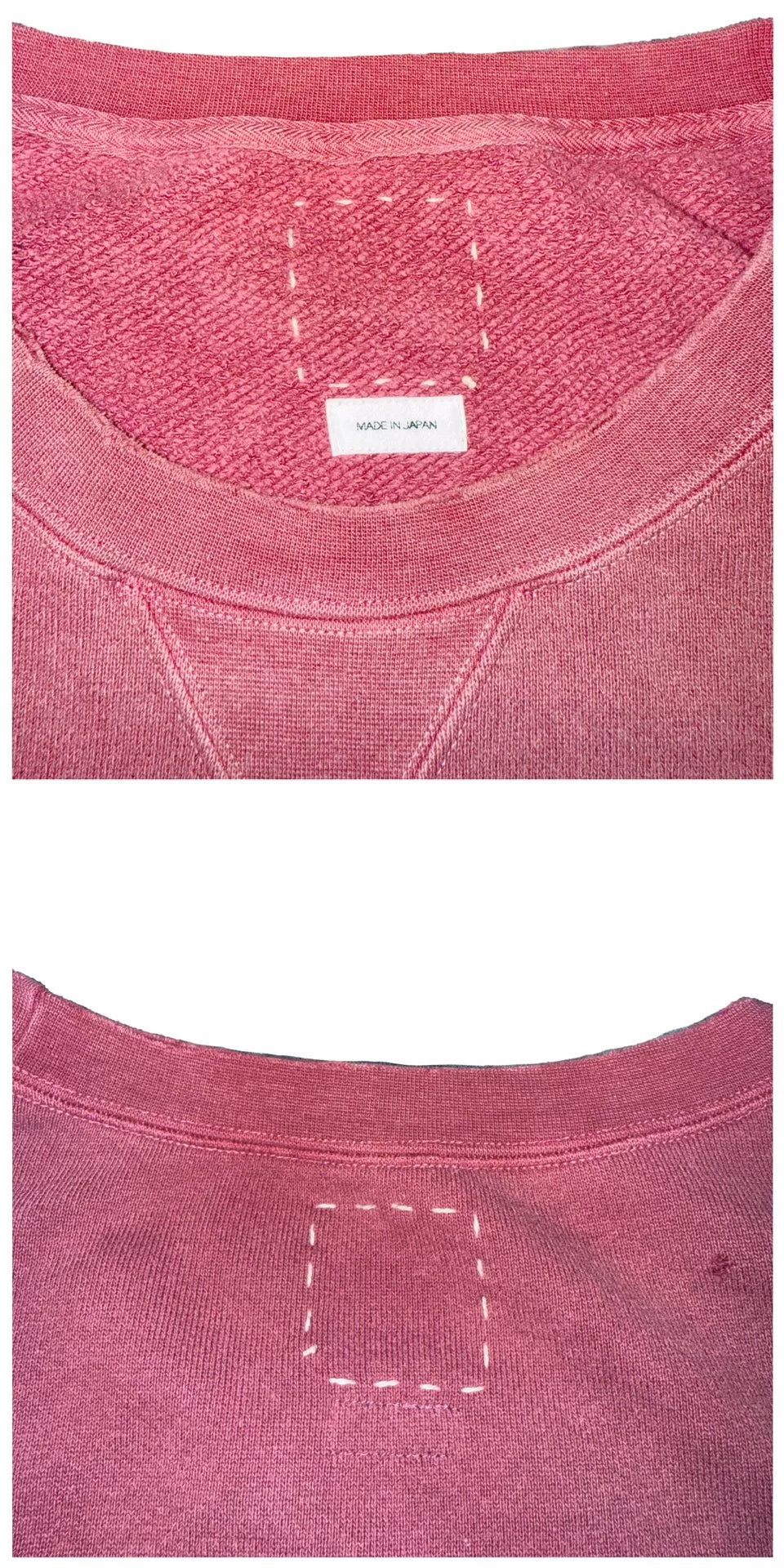 Visvim 21AW Jumbo Sweat 3/4 Sleeve Crash Red Cotton Sweatshirt