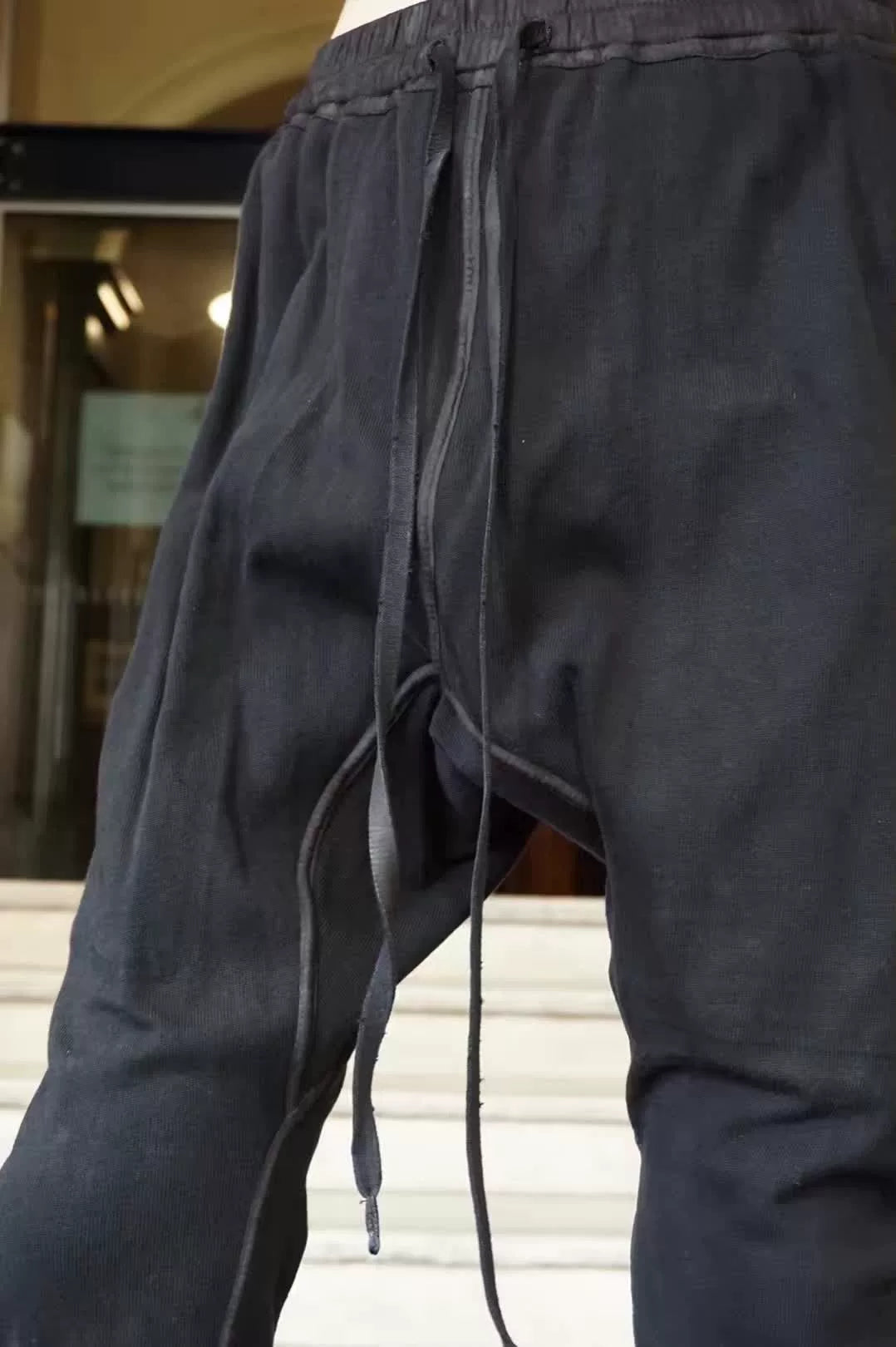 Isaac Sellam SS17 Black Patch Leather Ruffle Cotton Trousers