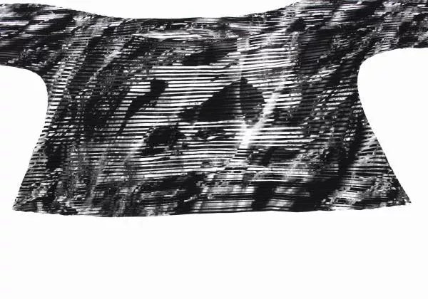 Issey Miyake Vintage Black & White Horizontal Stripe Pleated Top