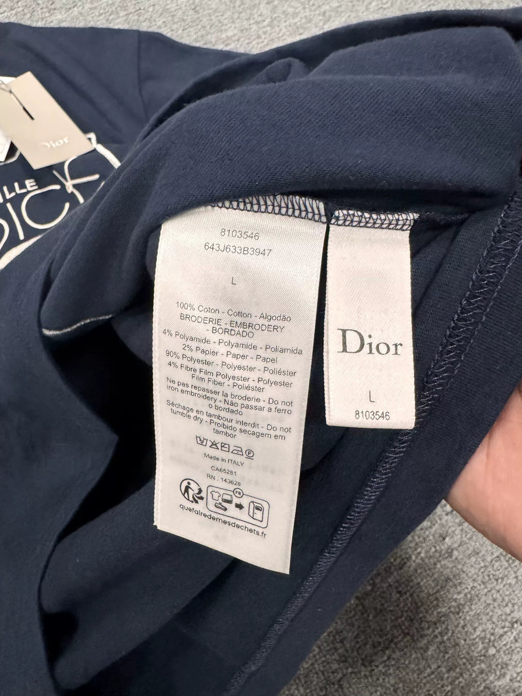 Dior FW26 White Whale Embroidered Crew Neck Short Sleeve Top