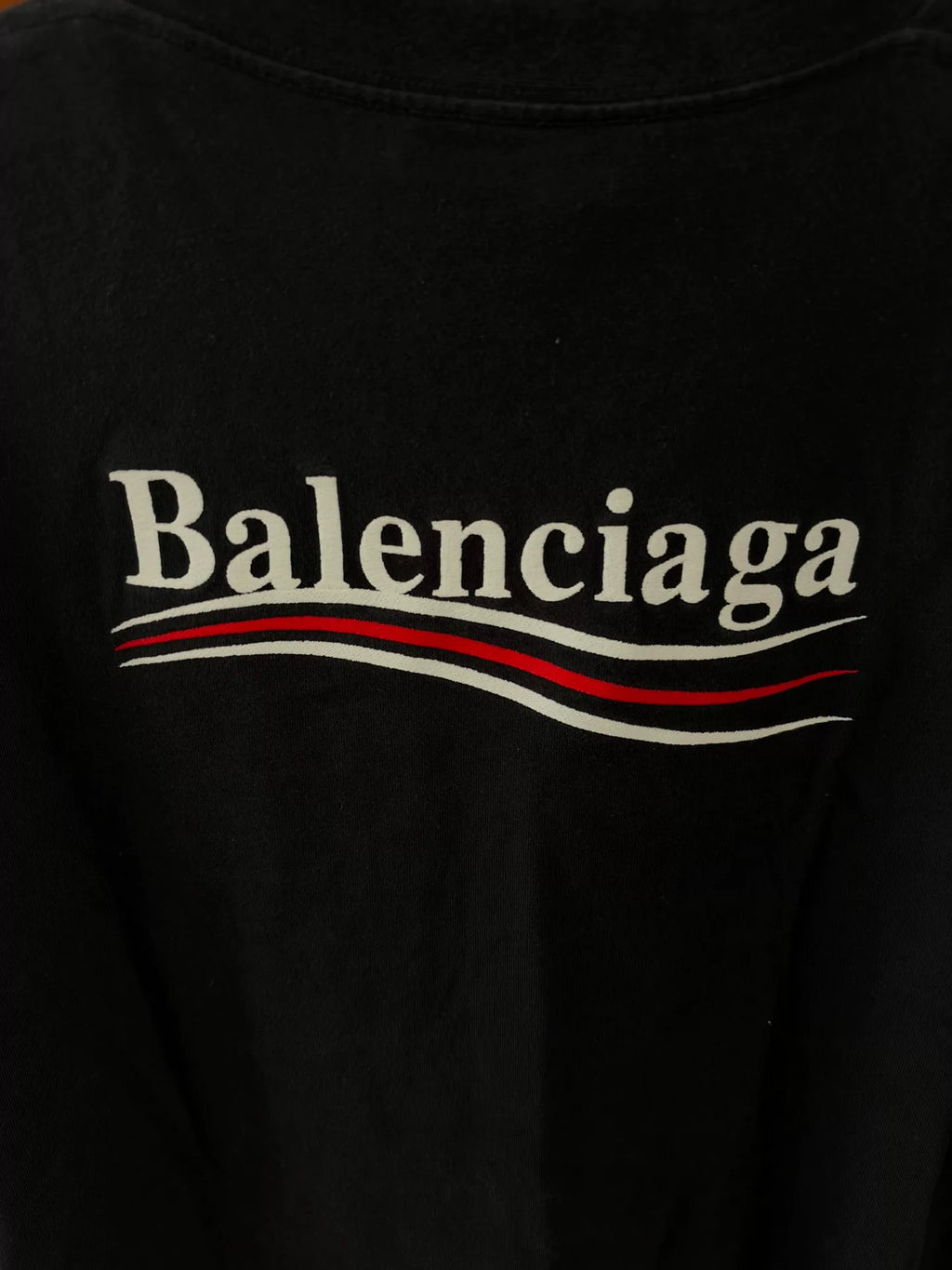 Balenciaga Black Cola Embroidered Destruction Short Sleeve T-Shirt
