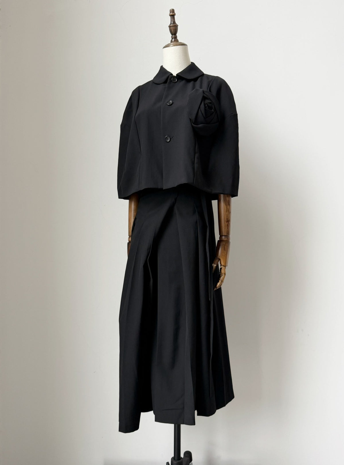 Comme Des Garcons 3d Rose Cape Midi Two-Piece 1996 Skirt Wool Coat