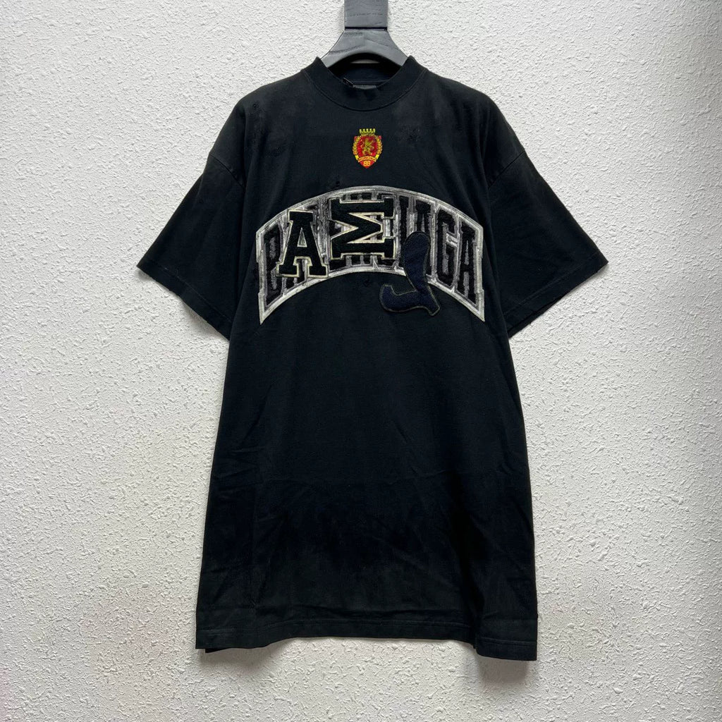 Balenciaga Black Mud‑Dyed Manchester United Short Sleeve Top