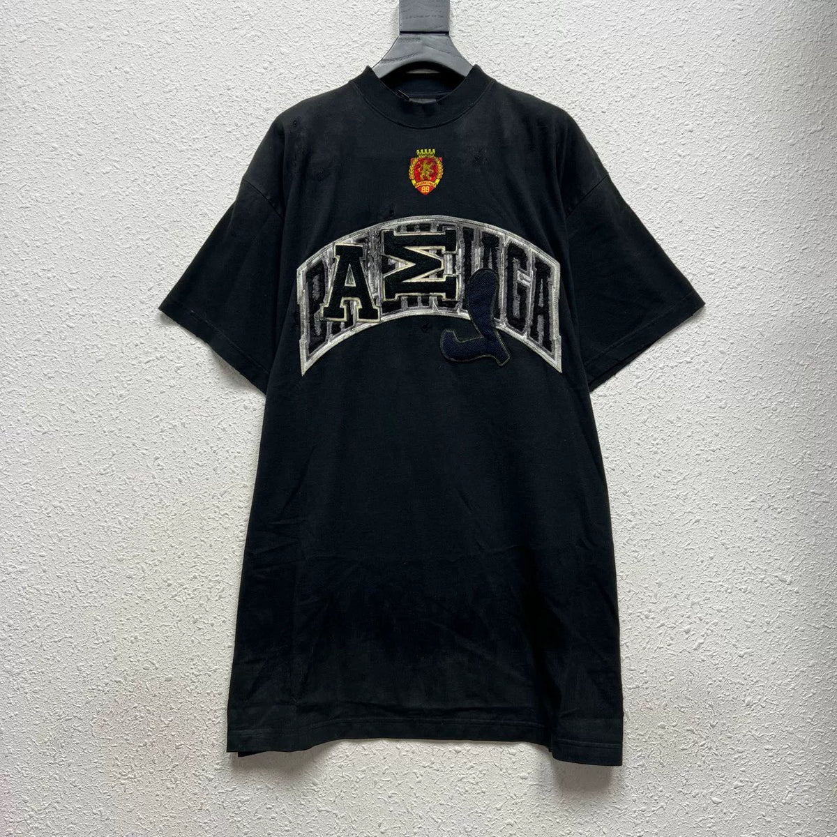 Balenciaga Black Mud‑Dyed Manchester United Short Sleeve Top